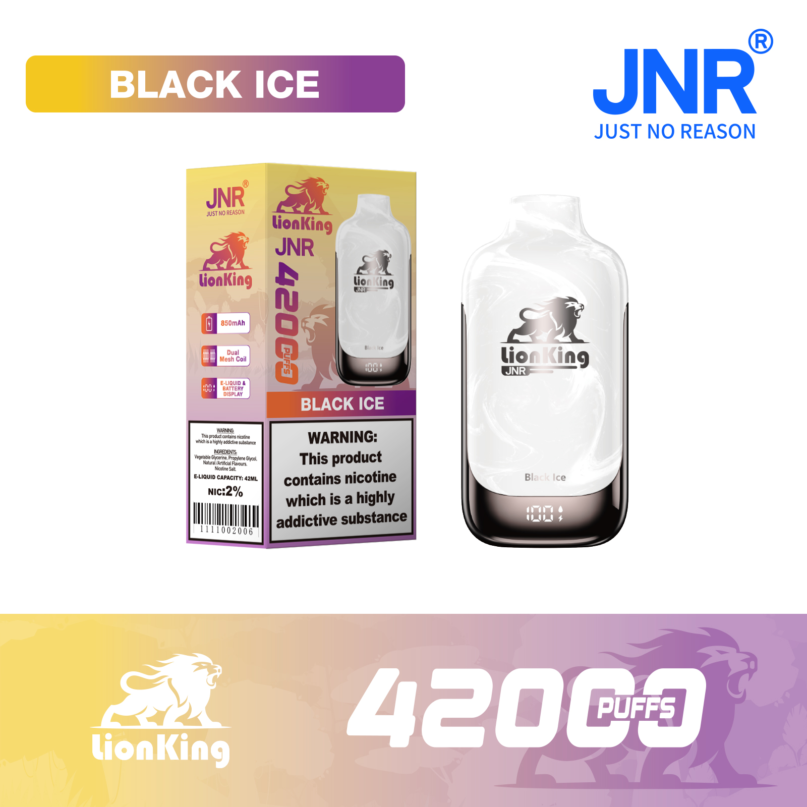 Black Ice JNR LionKing 42000 Zge 2%  JNR intensives und eisiges Dampfen